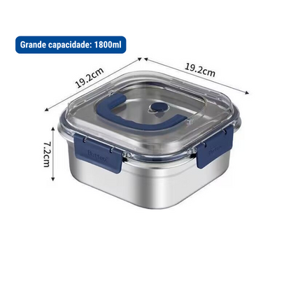 Grande caixa de armazenamento de alimentos em aço inoxidável 316 com tampa selada selada a vácuo 1800ml