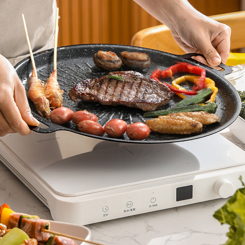 Frigideira grelhadora universal para fogão a gás, fogão de indução e chama aberta