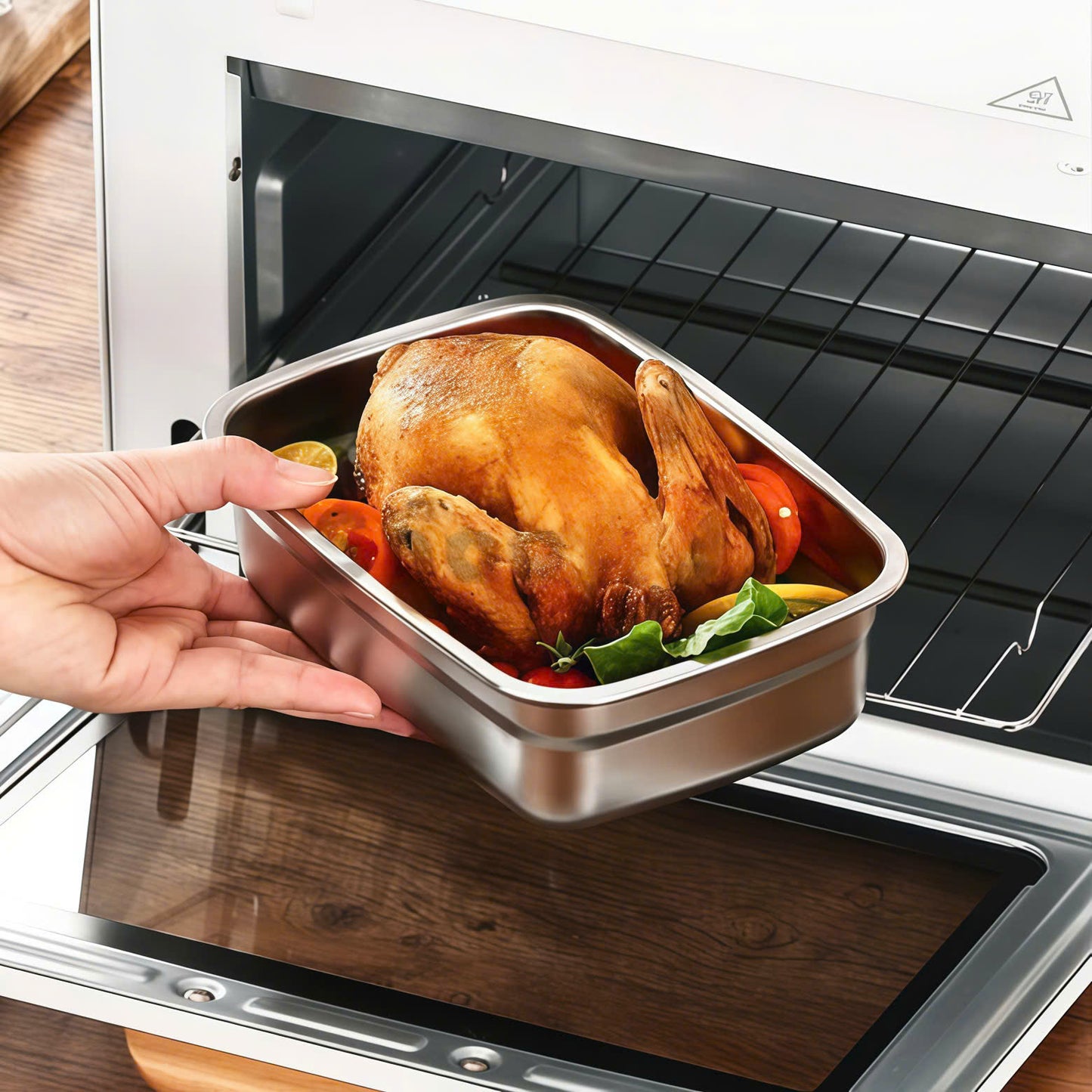 Bandeja de Aço Inoxidável 304 – Solução segura e prática para conservar alimentos (19x14x6cm)