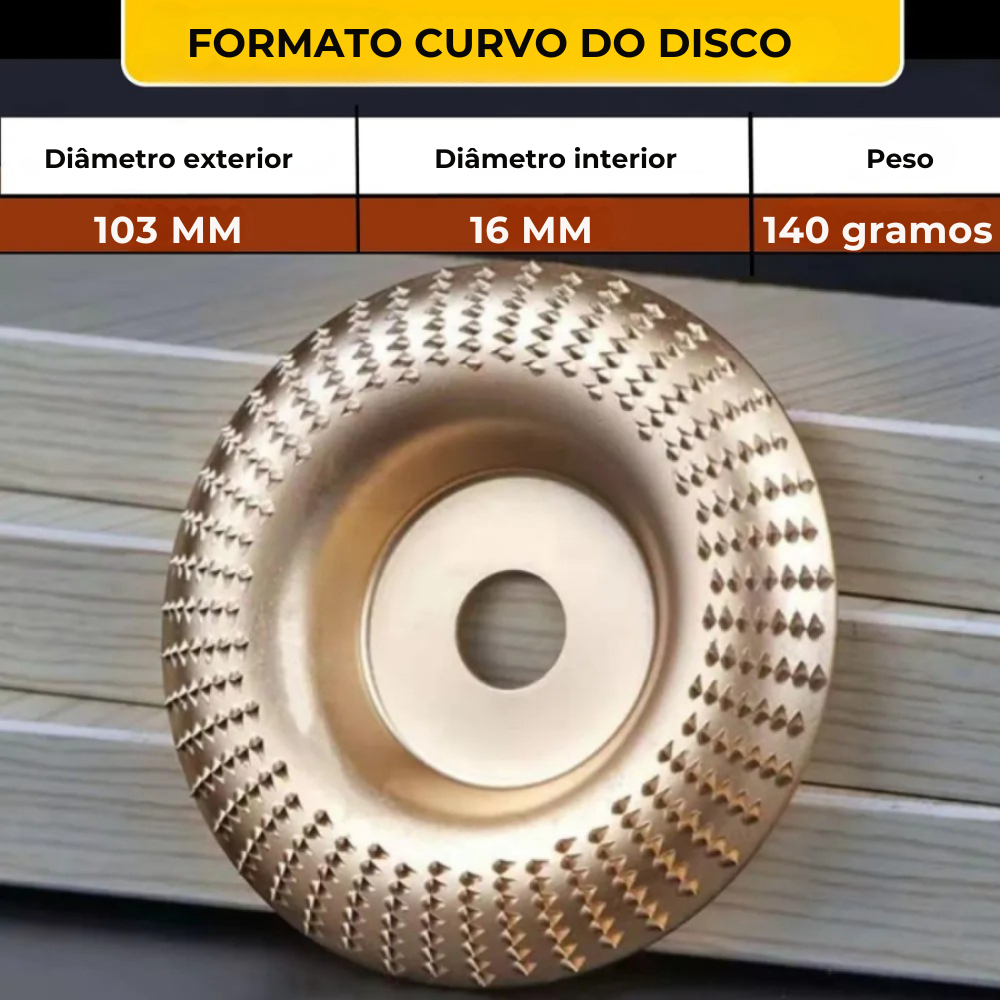 Conjunto de 3 Discos de Desbaste em Aço Carbono para Madeira (Plano - Curvo - Inclinado)