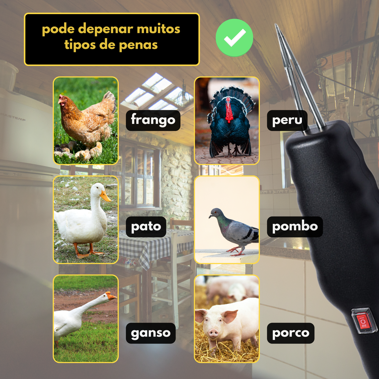 Depenador De Aves Portátil E Manual – Prático e Rápido