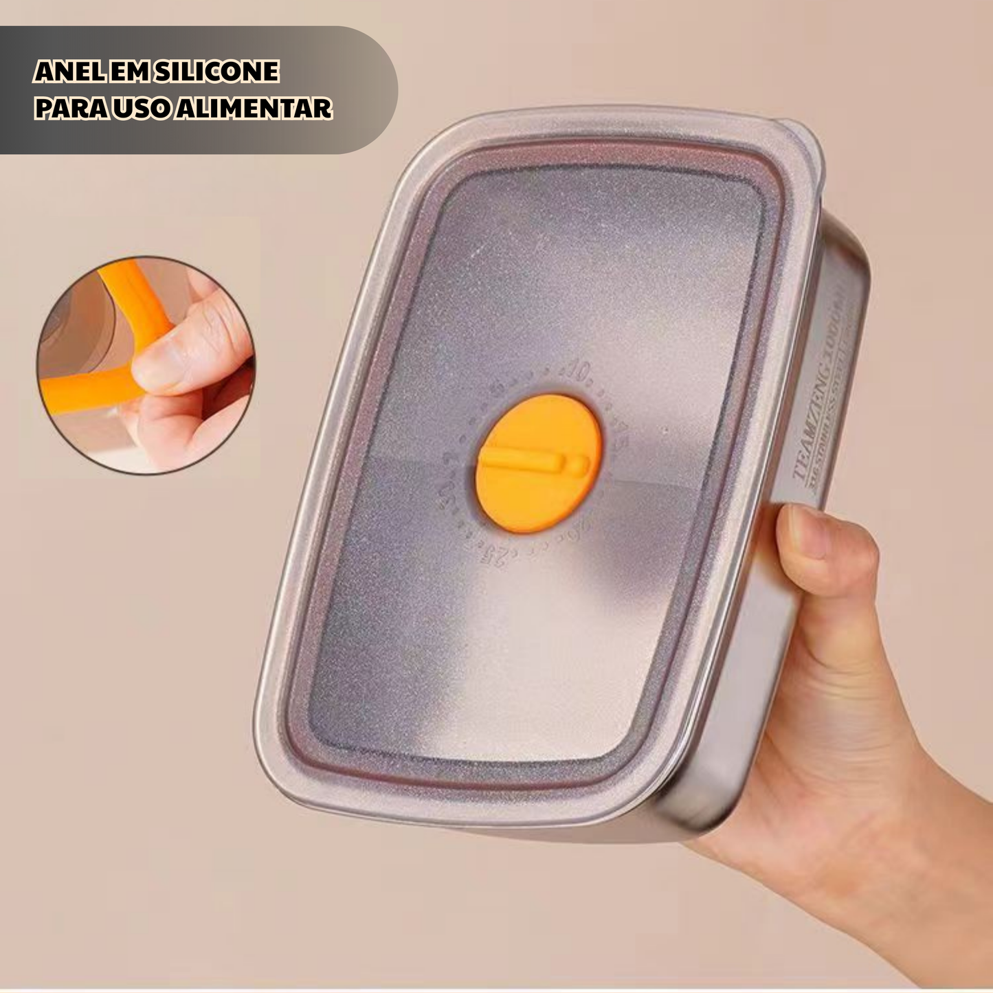 Recipiente Hermético Antibacteriano em Aço Inoxidável 316 (19×14×6 cm)