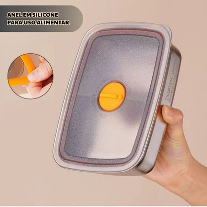Recipiente Hermético Antibacteriano em Aço Inoxidável 316 (19×14×6 cm)