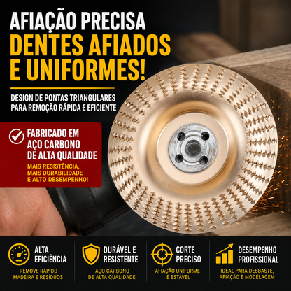 Conjunto De 3 Discos De Desbaste Em Aço Carbono Para Madeira (Plano – Curvo – Inclinado)
