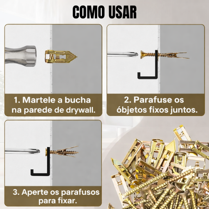 Kit Com 50 Peças De Âncoras E Parafusos Para Drywall, Madeira E Compensado