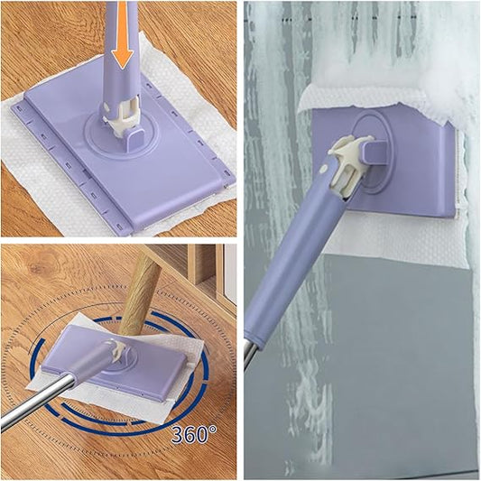 Mini Mop com Troca de Pano, Design do Cabo de Empurrar-Puxar com Toalha Descartável