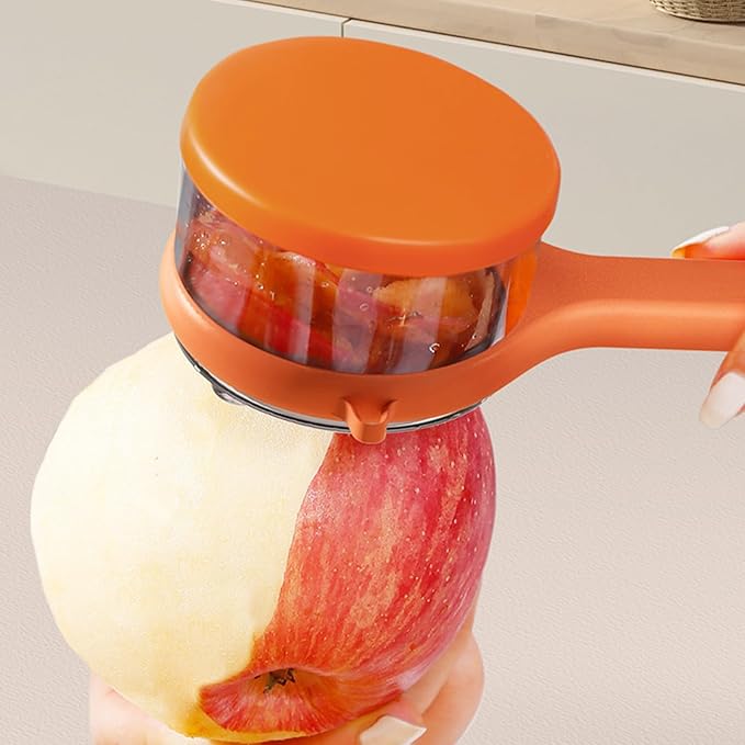 Descascador de frutas e vegetais de isopor PS com inovador recipiente de armazenamento integrado | Utensílio de cozinha durável, higiênico e conveniente
