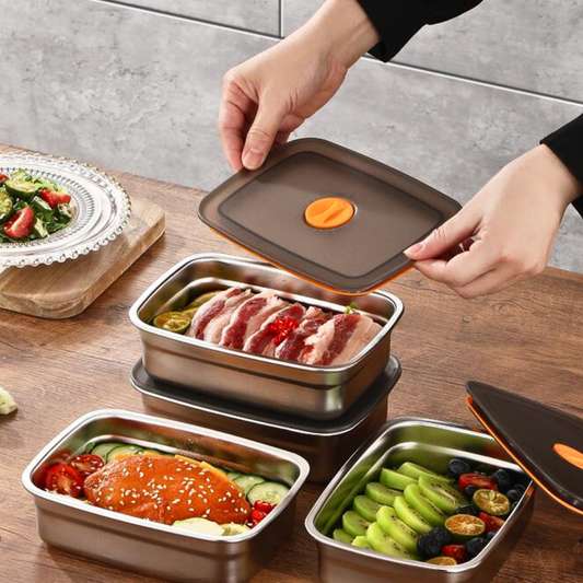 BestSeller™ - Recipiente Hermético para Armazenamento em Aço Inoxidável SUS316 Antibacteriano (19x14x6cm)