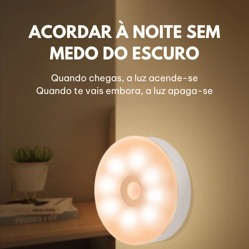 Luz LED inteligente com sensor de movimento - Acende-se automaticamente quando se move, ideal para qualquer espaço!