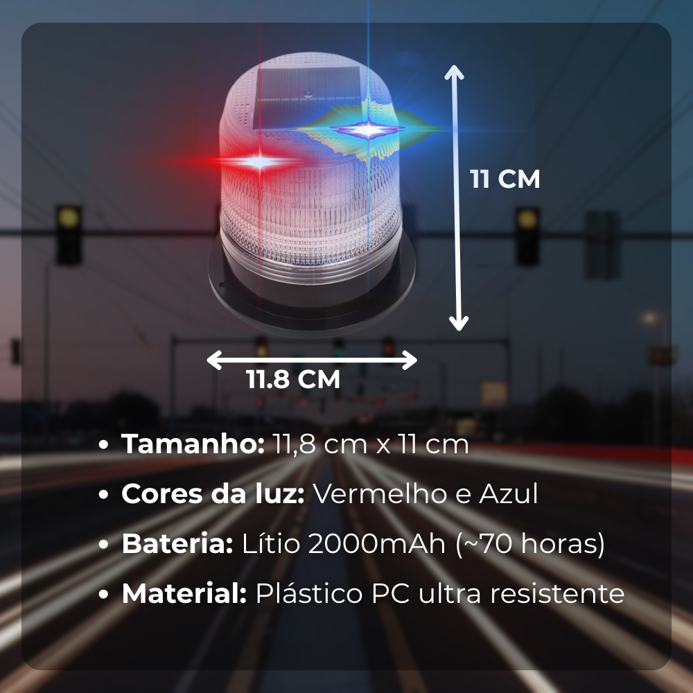 Luz de Alerta Solar Magnética 70H de Alta Potência