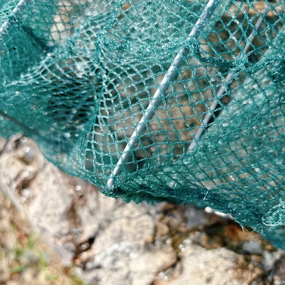 Gaiola de Pesca Dobrável em Nylon Verde Durável - Design Espesso e Sem Nós para Camarões e Enguias, Perfeita para Pesca em Rios e Lagos