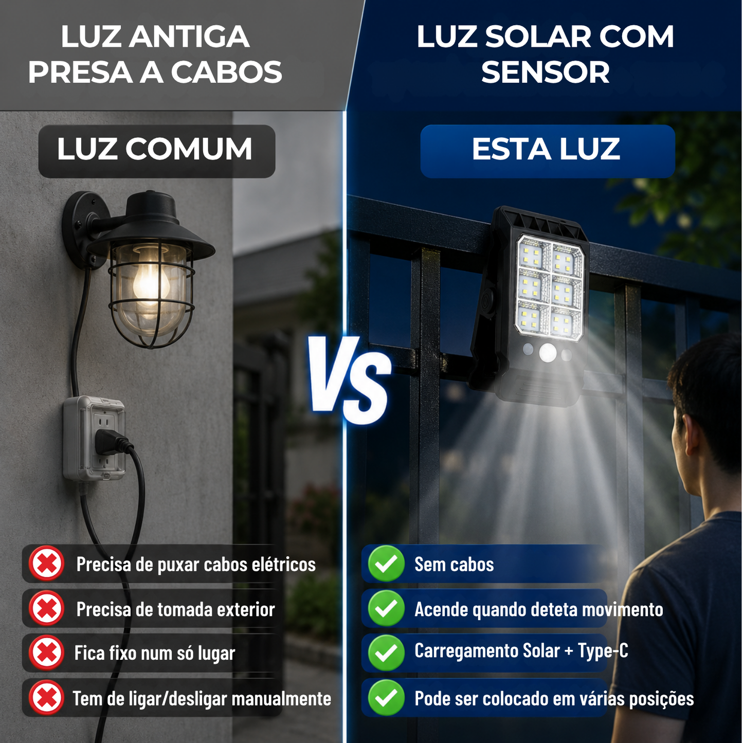 Luz Solar de Segurança com Sensor de Movimento