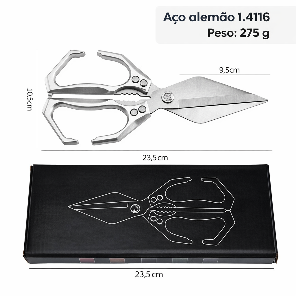 🇪🇸 Tesouras grandes com lâmina em forma de diamante, feitas de aço inoxidável maciço importado da Alemanha