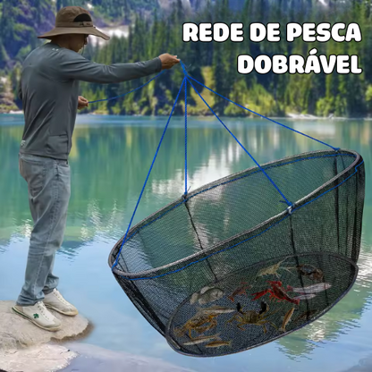 Rede Verde Dobrável para Pesca - Material PE Durável, Design de Topo Aberto para Captura Fácil de Peixes e Camarões, Perfeita para Pesca em Rios e Lagos