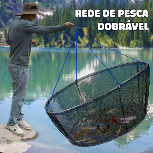 Rede Verde Dobrável para Pesca - Material PE Durável, Design de Topo Aberto para Captura Fácil de Peixes e Camarões, Perfeita para Pesca em Rios e Lagos