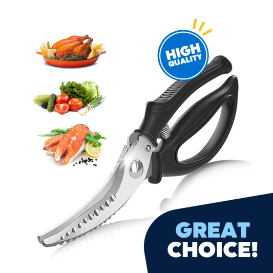 Tesoura Profissional de Aço Inoxidável - Ideal para Carne, Ossos, Peixe e Muito Mais