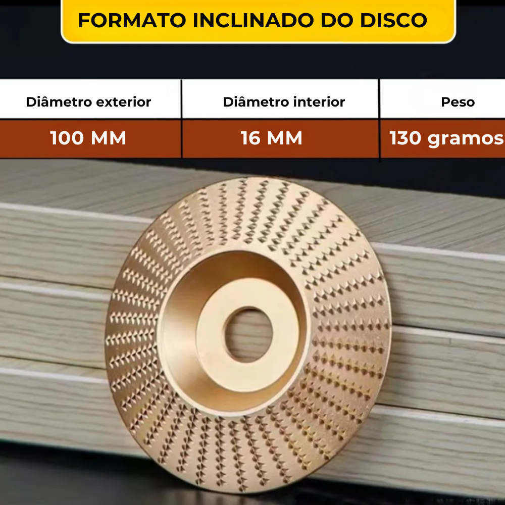 Conjunto de 3 Discos de Desbaste em Aço Carbono para Madeira (Plano - Curvo - Inclinado)