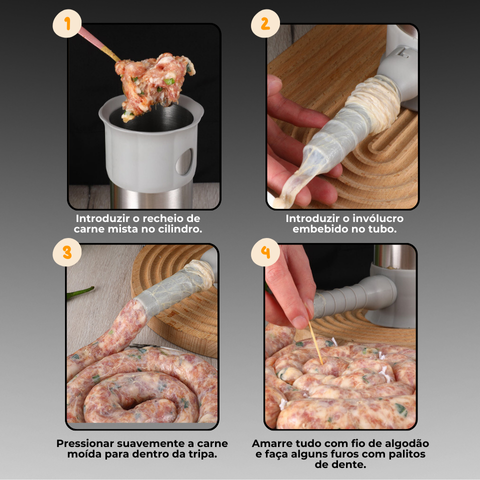 Prático Aparelho De Enchidos Em Aço Inoxidável