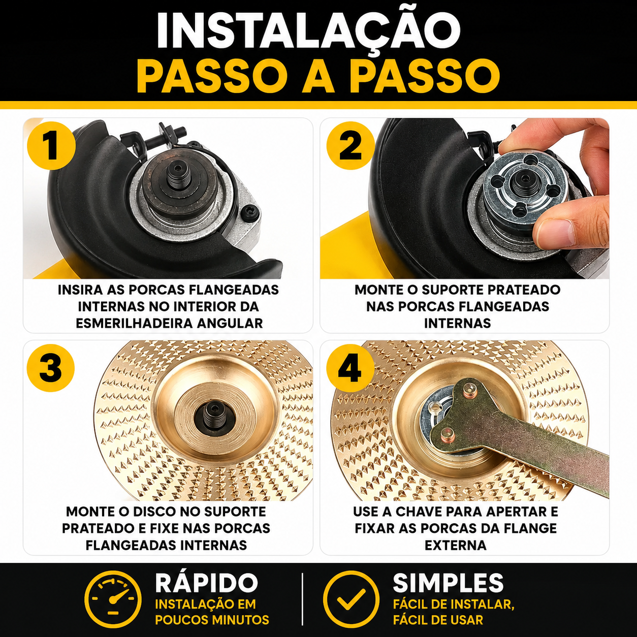 Conjunto De 3 Discos De Desbaste Em Aço Carbono Para Madeira (Plano – Curvo – Inclinado)