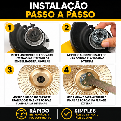 Conjunto De 3 Discos De Desbaste Em Aço Carbono Para Madeira (Plano – Curvo – Inclinado)