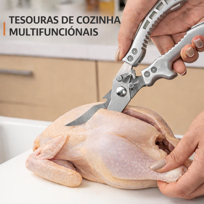 Tesoura Profissional de Aço Inoxidável - Ideal para Carne, Ossos, Peixe e Muito Mais