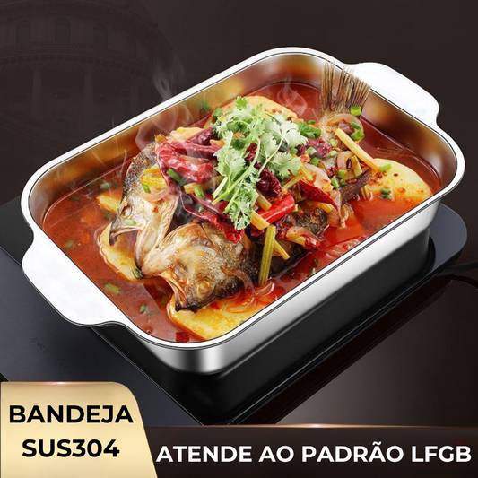 Tabuleiro De Cozinha Em Aço Inoxidável SUS304 Para Panelas Quentes, Peixe A Vapor, Cozedura E Armazenamento De Alimentos - Tamanho Grande
