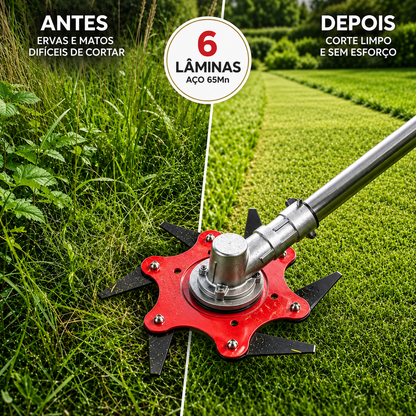 Lâmina de Aço com 6 Dentes para Roçadora (Acessórios Incluídos)