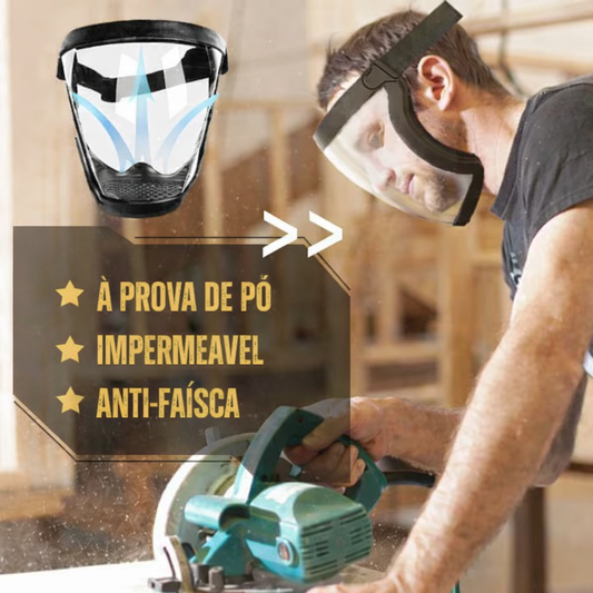 A Viseira Protege o Rosto Contra Poeiras Finas e Névoa