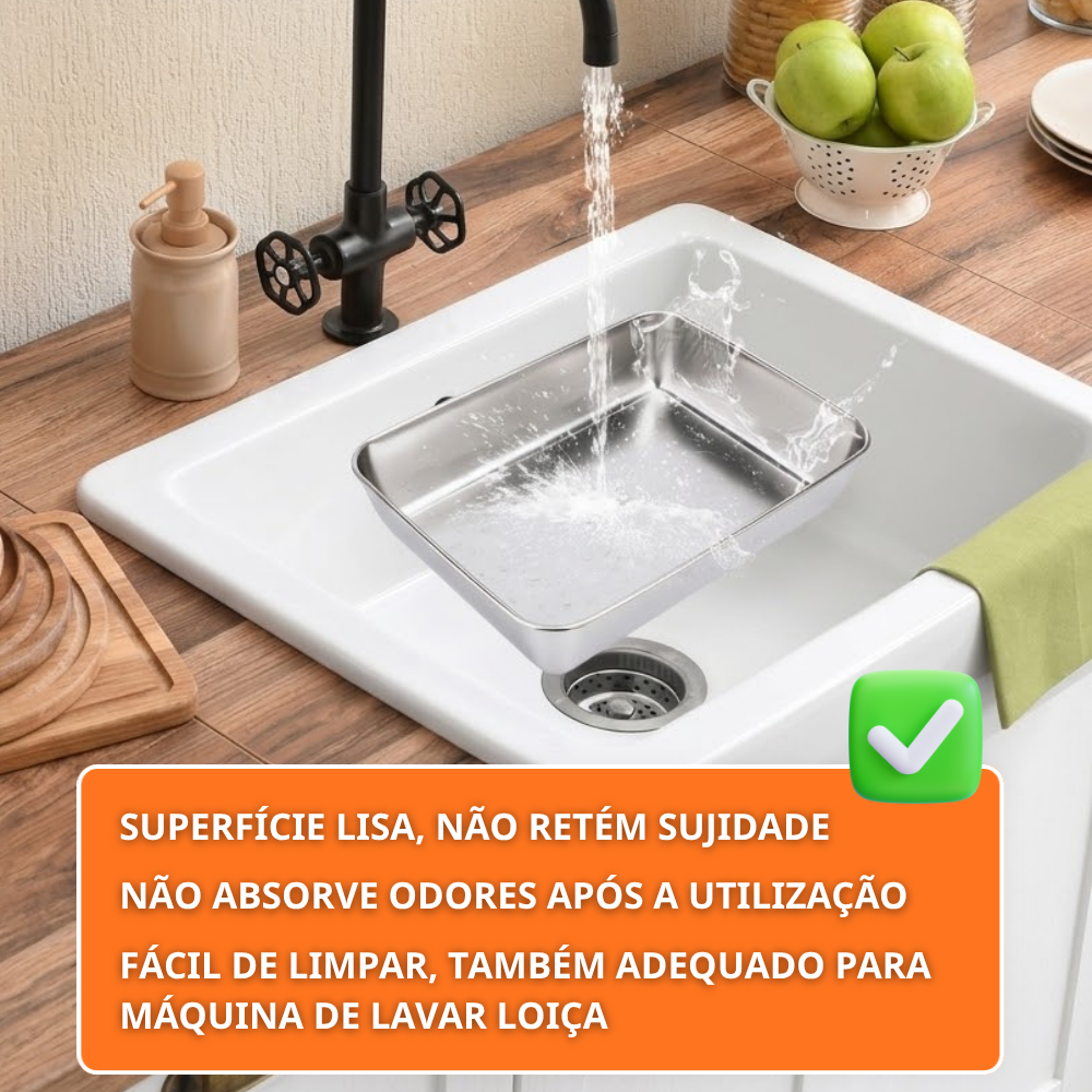 TABULEIRO PREMIUM EM AÇO INOXIDÁVEL 304 - Mantém os alimentos frescos até 5× mais tempo