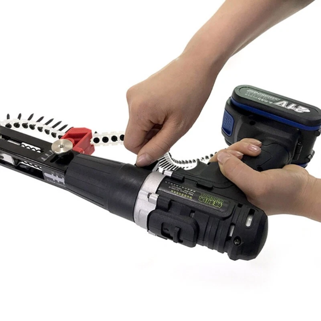 Adaptador para Converter Berbequim em Aparafusadora Automática – Com Fita de Parafusos (50 parafusos / 1 fita)