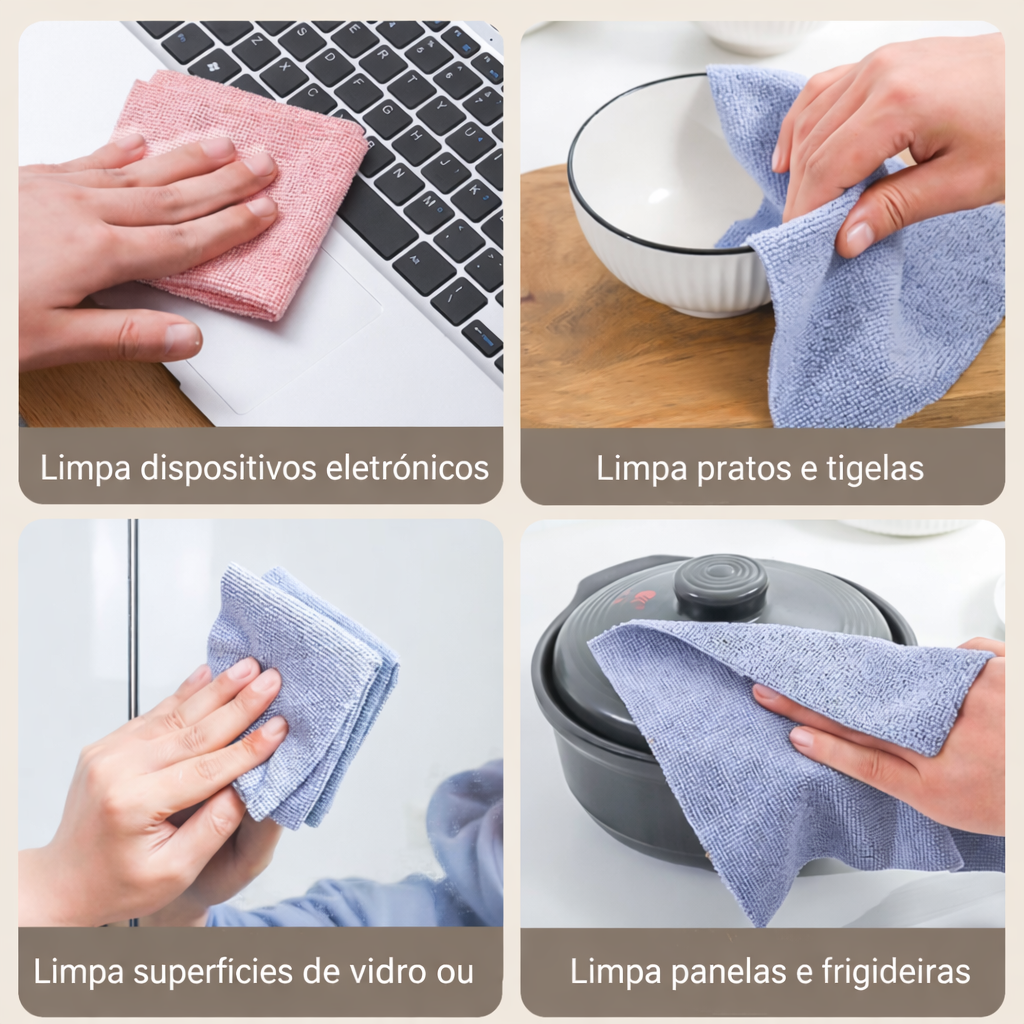 BestSeller™ – Pano de Limpeza Extraível em Microfibra, Super Absorvente, Reutilizável, Uso a Seco e Húmido, Ideal para Cozinha e Casa