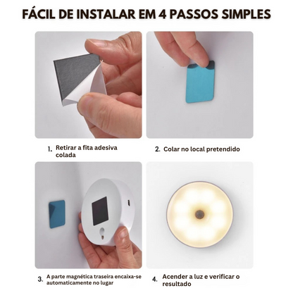 Luz LED inteligente com sensor de movimento - Acende-se automaticamente quando se move, ideal para qualquer espaço!