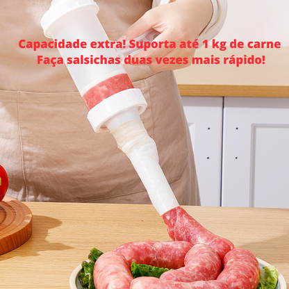 Máquina de Enchidos Manual Portátil, com 3 Bicos de Enchimento de Diferentes Tamanhos – Enchedor de Carne em Material Alimentar para Uso Doméstico (Branco)
