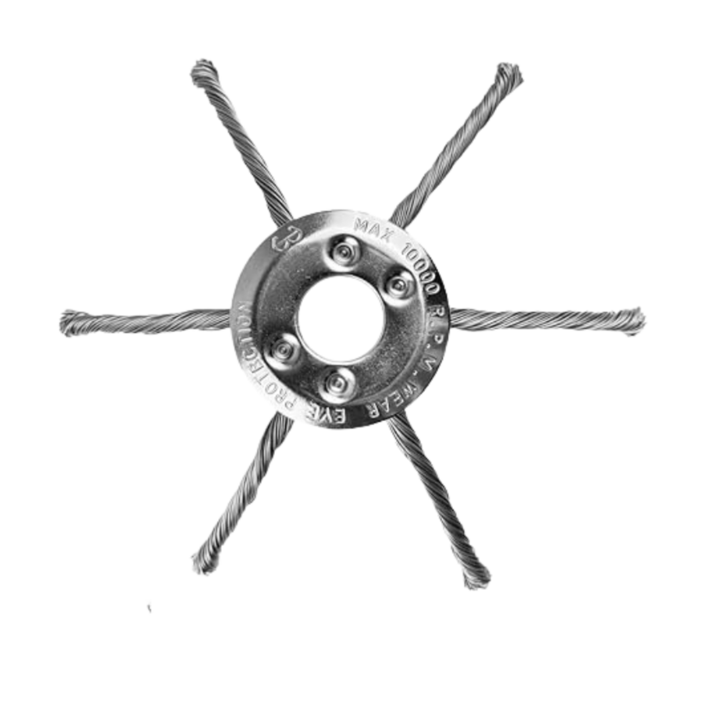 A cabeça do corta-relva tem 6 braços entrelaçados com arame de aço resistente.