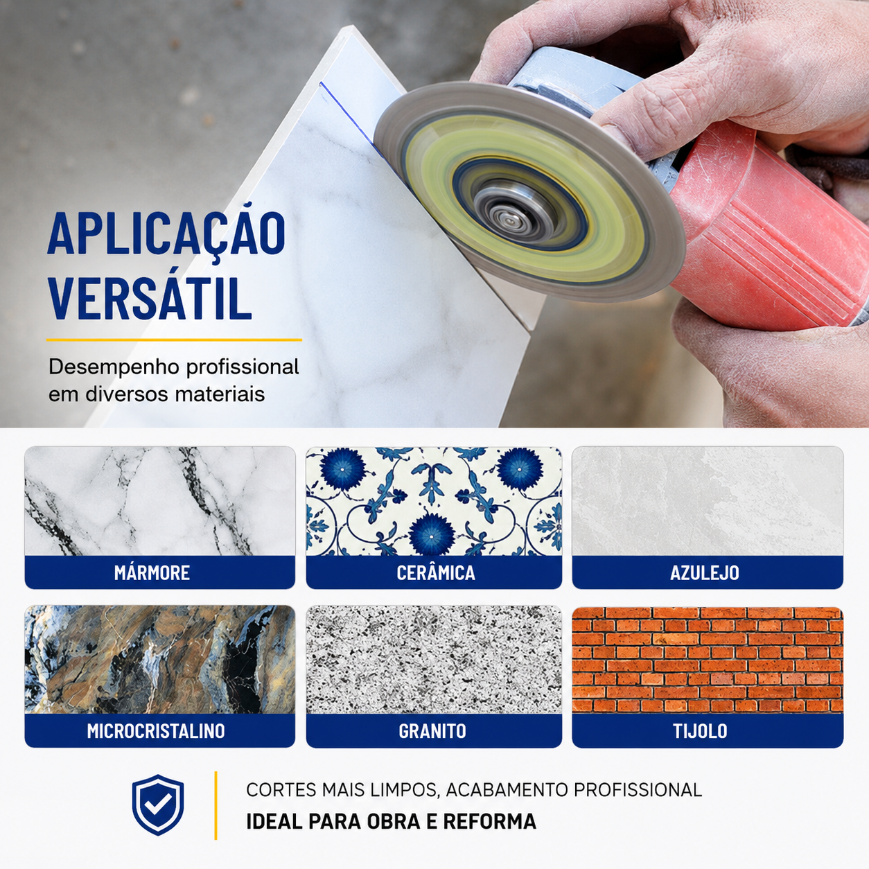 Disco Diamantado Fino para Cortes Limpos em Azulejo, Cerâmica e Mármore