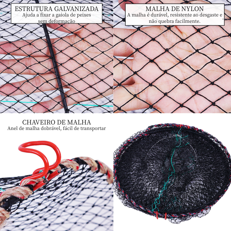 Gaiola de pesca dobrável - Design espesso e sem nós para camarão e enguia, perfeita para pesca em rios e lagos