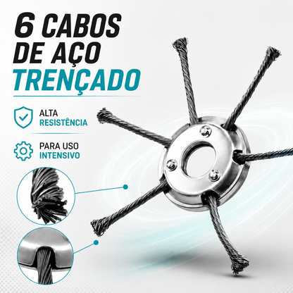 Cabeça de Corte para Roçadora com 6 Braços de Aço Entrançado — Resistente e Potente Contra as Ervas Daninhas Mais Difíceis