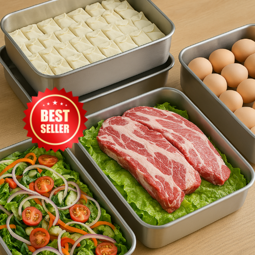 BestSeller™ - Caixas Para Conservação De Alimentos, Bandeja Retangular De Aço Inox SUS304 (25x20x5cm)