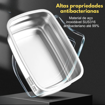 Bandeja de Aço Inoxidável 304 – Solução segura e prática para conservar alimentos (19x14x6cm)