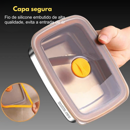 Bandeja de Aço Inoxidável 304 – Solução segura e prática para conservar alimentos (19x14x6cm)