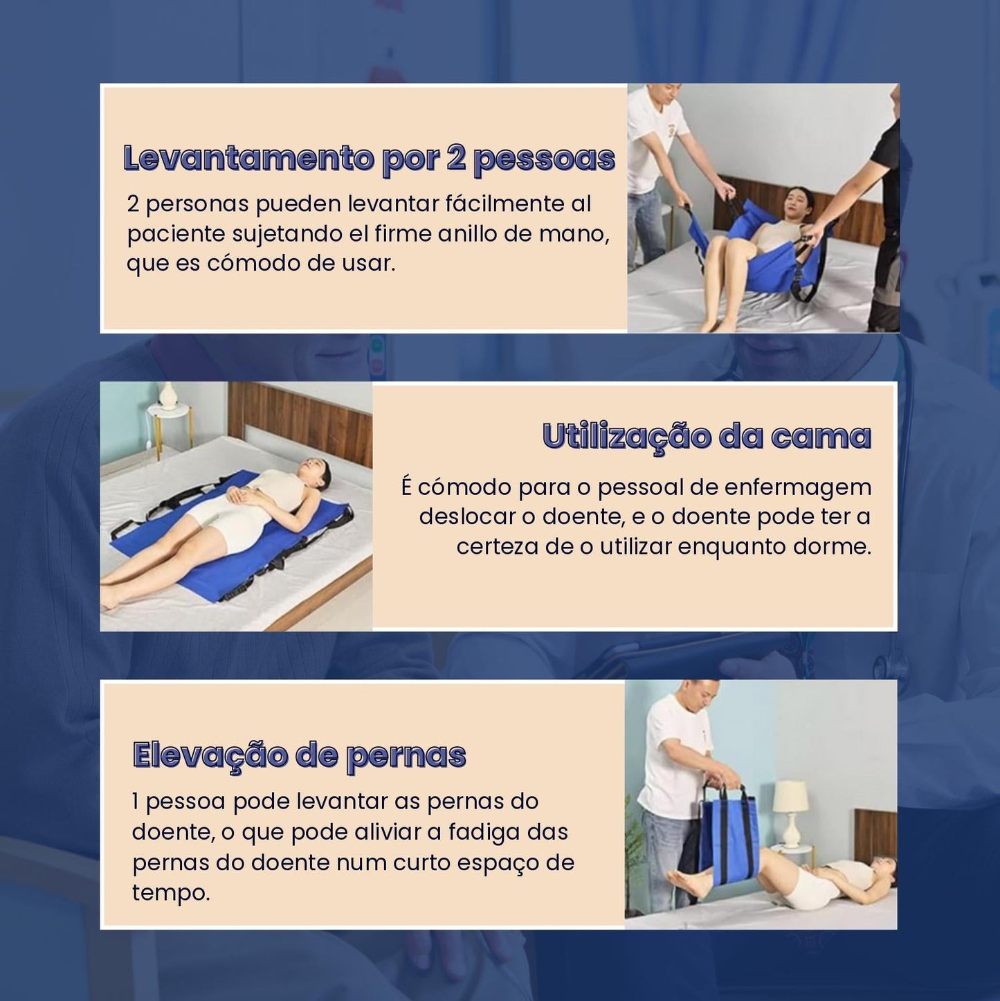 Tábua De Transferência De Doentes Com 6 Pegas Reforçadas, Almofada Médica Multiusos Para Camas, Idosos.