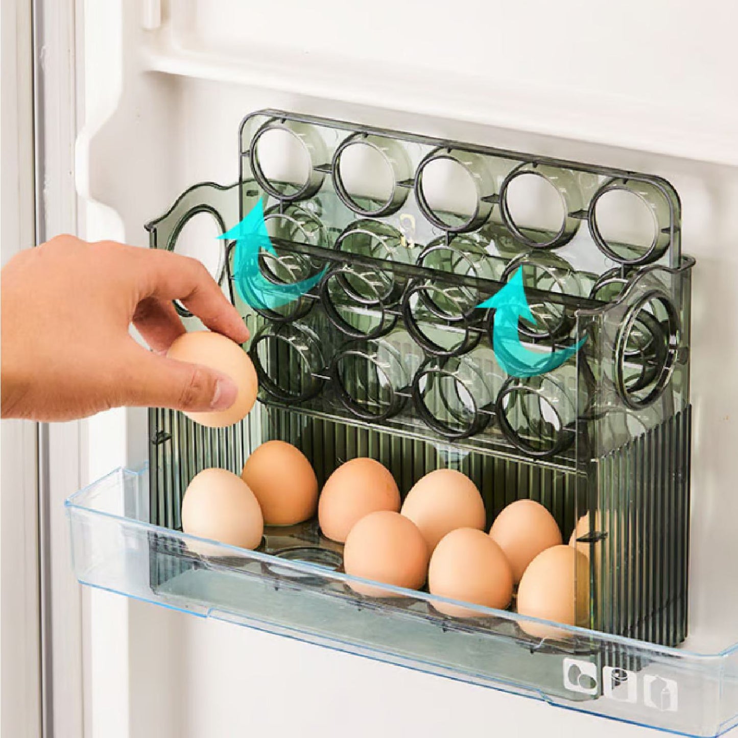 Tabuleiro Para Ovos De 3 Camadas De Grande Capacidade Com Inversão Automática De 90 Graus