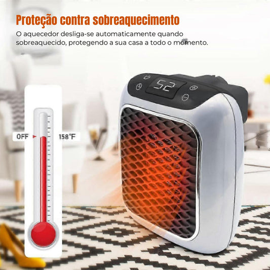Aquecedor Handy Heater Turbo 800 Watt para Economia de Espaço - Aquecedor de Tomada de Parede e Silencioso para Pequenos Espaços