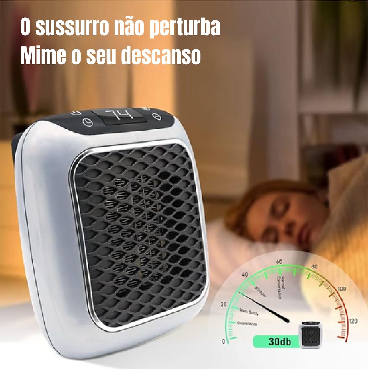 Aquecedor Handy Heater Turbo 800 Watt para Economia de Espaço - Aquecedor de Tomada de Parede e Silencioso para Pequenos Espaços