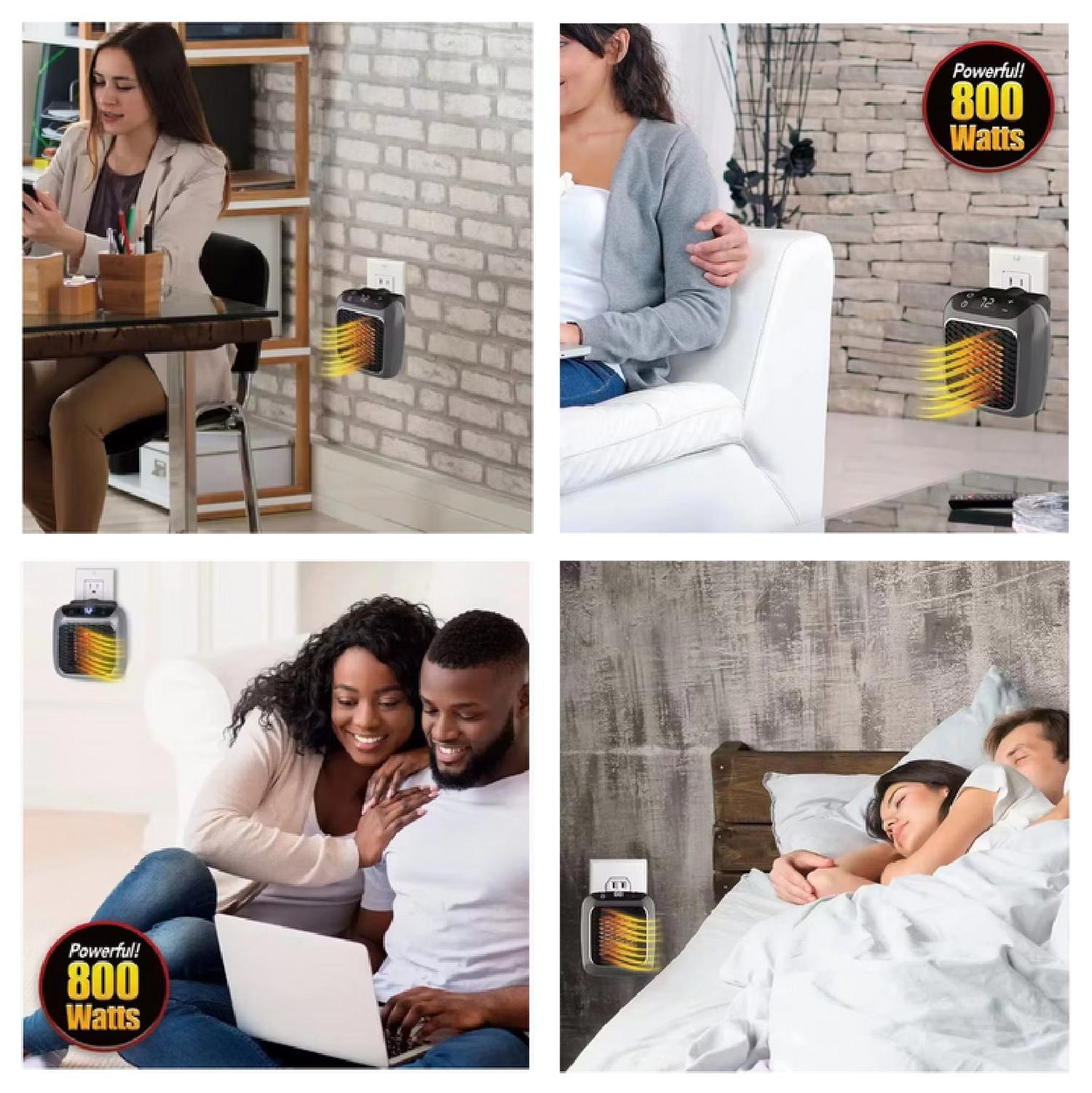 Aquecedor Handy Heater Turbo 800 Watt para Economia de Espaço - Aquecedor de Tomada de Parede e Silencioso para Pequenos Espaços