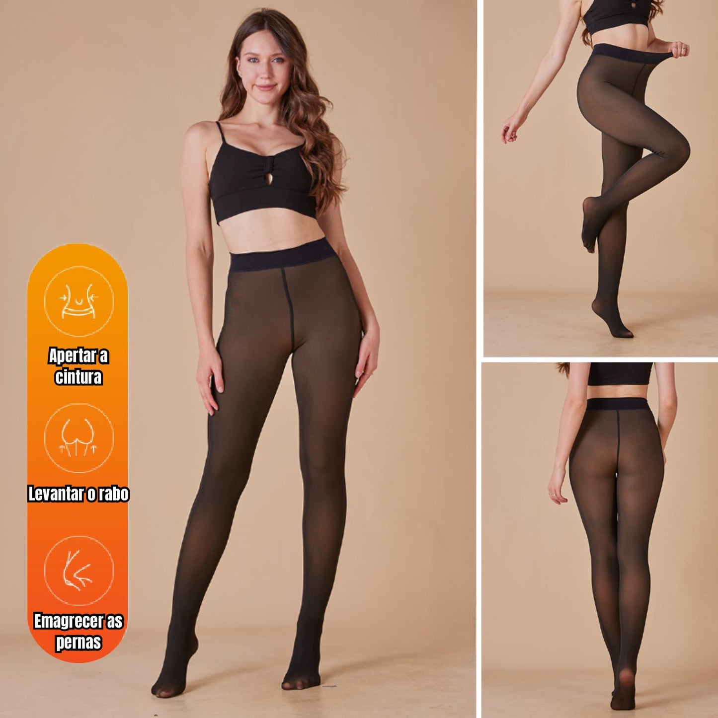 Pernas Falsas Collants Elásticas Forradas A Pelúcia Translúcidas E Quentes✨