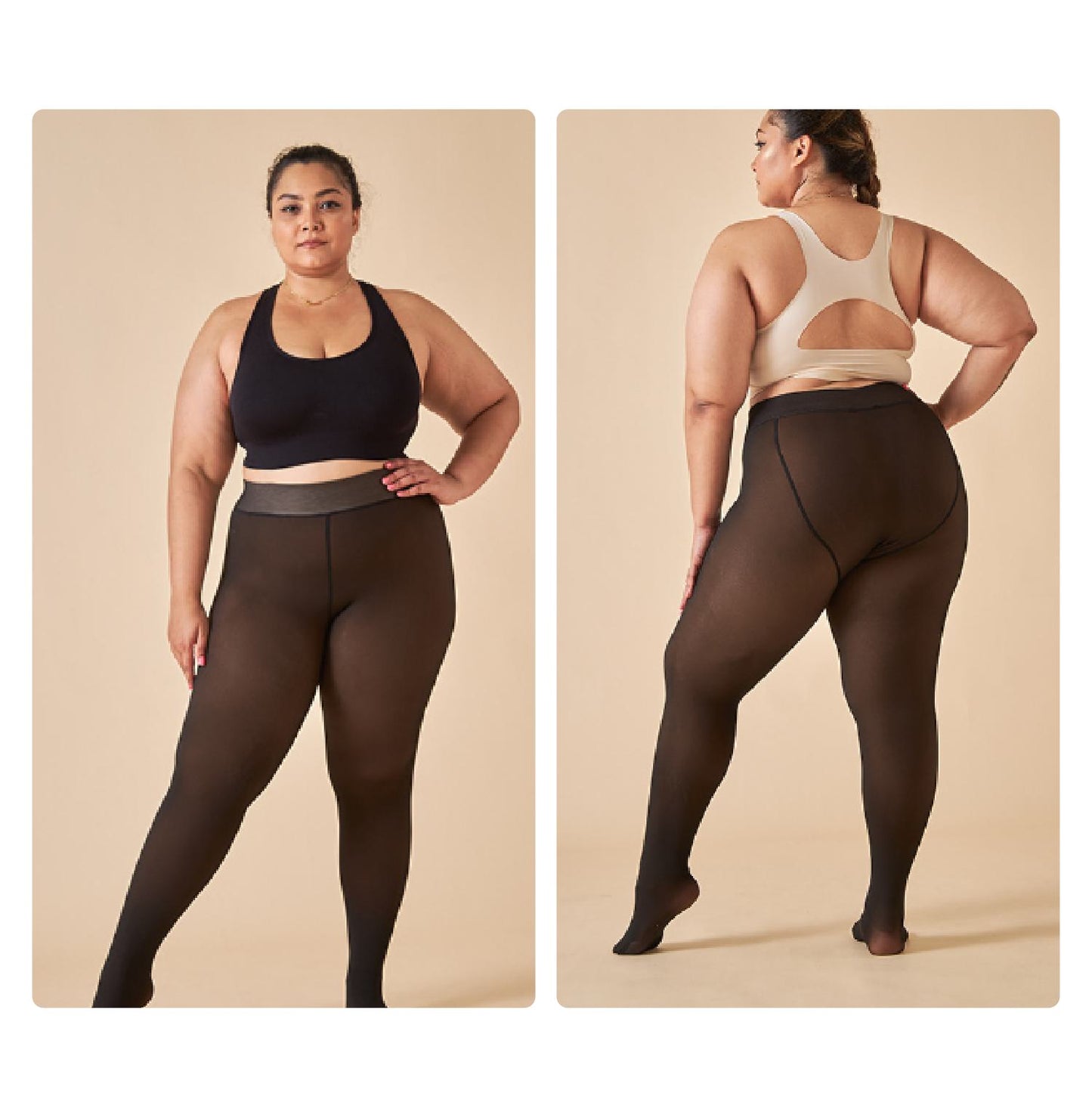 Pernas Falsas Collants Elásticas Forradas A Pelúcia Translúcidas E Quentes✨