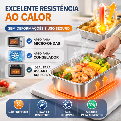 A solução para um frigorífico sempre organizado e sem odores – Recipientes em aço inox SUS304 (25×20×6 cm)