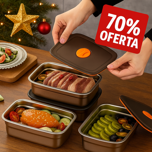 BestSeller™ - Recipiente Hermético para Armazenamento em Aço Inoxidável SUS316 Antibacteriano (19x14x6cm)