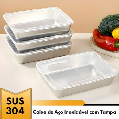 Recipiente para Alimentos em Aço Inoxidável 304 – Frescura Prolongada e Máxima Segurança
